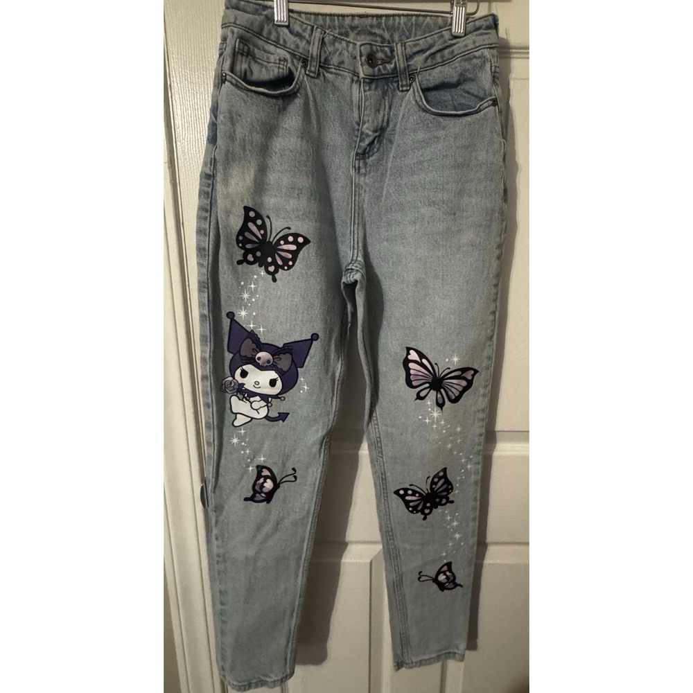 Kuromi Sanrio Jeans Womens Anime Y2K Butterfly Graphic Denim Cute Goth 1